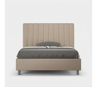 Letto con rete imbottito 140x200 similpelle tortora Agueda