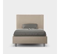 Letto con rete imbottito 140x200 similpelle tortora Goya