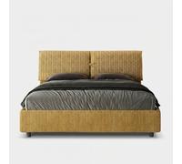 Letto con rete imbottito 160x190 tessuto Aragona 3 giallo Mados