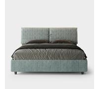 Letto con rete imbottito 160x190 tessuto Aragona 7 azzurro Mados