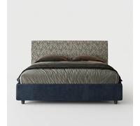 Letto con rete imbottito 160x190 tessuto Era 09 blu Arla