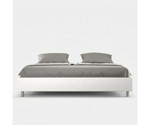 Letto con rete imbottito 180x200 similpelle bianco Azelia