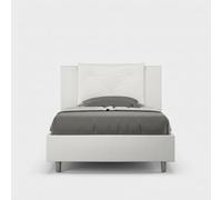 Letto contenitore imbottito 120x200 similpelle bianco Appia