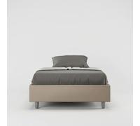 Letto contenitore imbottito 140x200 similpelle tortora Azelia