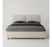 Letto contenitore imbottito 160x190 tessuto Agata 1 bianco Mados