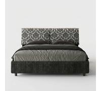 Letto contenitore imbottito 160x190 tessuto Agata 8 blu Mados
