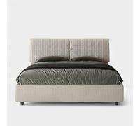 Letto contenitore imbottito 160x190 tessuto Aragona 1 bianco Mados