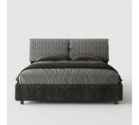 Letto contenitore imbottito 160x190 tessuto Aragona 8 blu Mados