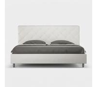 Letto contenitore imbottito 180x200 similpelle bianco Priya