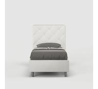 Letto contenitore imbottito 80x190 similpelle bianco Priya