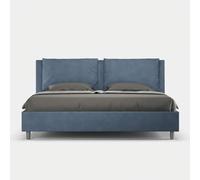 Letto matrimoniale king size con rete imbottito 200x200 microfibra blu Appia