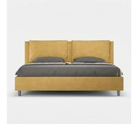 Letto matrimoniale king size con rete imbottito 200x200 microfibra ocra Appia