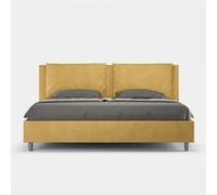Letto matrimoniale king size con rete imbottito 200x210 microfibra ocra Appia
