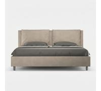 Letto matrimoniale king size con rete imbottito 200x210 microfibra sabbia Appia