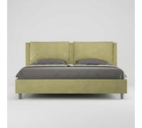 Letto matrimoniale king size con rete imbottito 200x210 microfibra t? verde Appia
