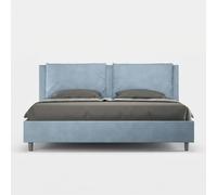 Letto matrimoniale king size contenitore imbottito 200x200 microfibra azzurro Appia
