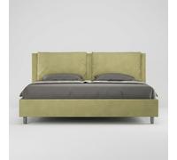 Letto matrimoniale king size contenitore imbottito 200x200 microfibra t? verde Appia