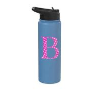 Lettre B, initiale monogramme, motif à pois roses pour fille Stainless Steel Insulated Water Bottle