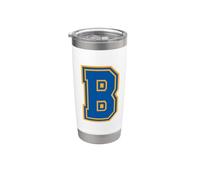 Lettre B Monogramme Bleu Jaune Initiale Gobelet isotherme en acier inoxydable double paroi