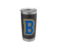 Lettre B Monogramme Bleu Jaune Initiale Gobelet isotherme en acier inoxydable double paroi