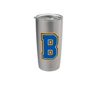 Lettre B Monogramme Bleu Jaune Initiale Gobelet isotherme en acier inoxydable double paroi