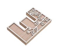 Lettre Décorative E en Bois pour Mur, Motif Botanique Rustique | Beige, Style Élégant pour Chambre D’garçon et Filles, Résiste à L’usure Vieillissement