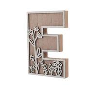 Lettre Décorative en Bois E, Motif Botanique pour Mur, Beige | Prête à Poser, Style Élégant, Chambre D’garçon et Filles ou Mariage, Bois Gravé, Résistante à L’usure