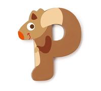 Lettre décorative 'P' en bois Animaux Amusants 6cm Scratch® - Lettre