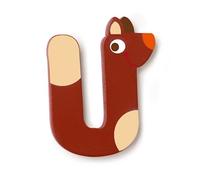 Lettre décorative 'U' en bois Animaux Amusants 6cm Scratch® - Lettre