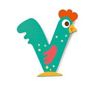 Lettre décorative 'V' en bois Animaux Amusants 6cm Scratch® - Lettre