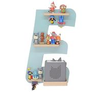Lettre d'étagère enfant E / Accrochage pour Tonie Box and Tonie Figures / Espace Saving Shelf / H. 47 x W. 32 x D. 19 / Wall Shelf Music Box and Figures Storage Magnetic Inserts / Storage Shelf Wood