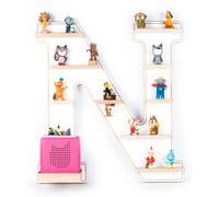 Lettre d'étagère enfant N / Accrochage pour Tonie Box and Tonie Figures / Espace Saving Shelf / H. 54 x W. 50 x D. 19 / Wall Shelf Music Box and Figures Storage Magnetic Inserts / Storage Shelf Wood