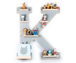 Lettre K d'étagère pour enfants / Accrochage pour Tonie Box and Tonie Figures / Espace Saving Shelf / H. 54 x W. 45 x D. 19 / Wall Shelf Music Box Figures Storage with Magnetic Inserts / Storage Shelf