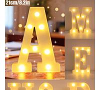 Lettre lumineuse LED A-Z blanche luminescente de 21 cm, à piles, veilleuse décorative pour chambre, décoration de mariage, décoration de fête d'anniversaire, décoration de chambre de fille/chambre d'e