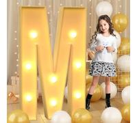 Lettre M Géante à DEL de 70 cm - Panneau Lumineux en Mosaïque pour Chapiteau, Lampes pour Saint-Valentin, Anniversaire, Noël, Nouvel An