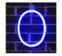 Lettre Néons, LED Neon Night Light Neon Lights Mur de Veilleuse Décorative pour Enfants Chambre Batterie USB Bleu (O)