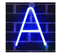 Lettre Néons, LED Neon Night Light Neon Lights Mur de Veilleuse Décorative pour Enfants Chambre Batterie USB Bleu (A)