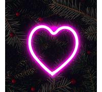 Lettre Néons, LED Neon Signs Night Light Coeur Néon Lumières Néons pour Enfants Chambre À Coucher Batterie USB (Rose)