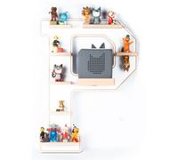 Lettre P d'étagère pour enfants / Accrochage pour Tonie Box and Tonie Figures / Space Saving Shelf / H. 54 x W. 40 x D. 19 / Wall Shelf Music Box and Figures Storage Magnetic Inserts / Storage Shelf W