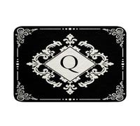 Lettre Q Monogramme Noir Et Blanc Minimaliste Damassé Floral Tapis Entree Rbsorbe La Saleté Tapis Funny Tapis pour Entrée pour Salons Bain Chambre 40x60Cm