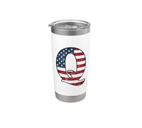 Lettre Q Prénom Monogramme Initiale USA Drapeau Américain Gobelet isotherme en acier inoxydable double paroi