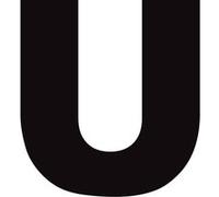 Lettre U noir sur fond blanc (20x20cm) - Sticker/autocollant G