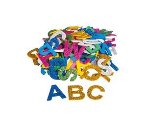 Lettres - Alphabet - Adhésives - Mousse avec paillettes - Assortiment de couleur