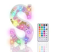 Lettres lumineuses LED à paillettes avec 18 couleurs changeantes,Veilleuse avec télécommande pour filles,Cadeau d'anniversaire, bar, fête de mariage, Noël, décoration murale de table,S