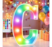 Lettres lumineuses LED colorées pour chapiteau,Lettres de l'alphabet,18 couleurs changeantes,Avec minuterie à distance,Pour veilleuse, mariage, fête d'anniversaire, Noël, décoration de bar,C coloré