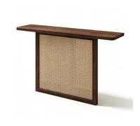 LEUBDIBR Table Console chêne AS, Table Latte Bois étroite d’entrée | Chêne massif FAS, structure T minimaliste, profondeur fine 30cm Table console de couloir(Dark Walnut,120cm/47.2in)