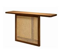 LEUBDIBR Table Console chêne AS, Table Latte Bois étroite d’entrée | Chêne massif FAS, structure T minimaliste, profondeur fine 30cm Table console de couloir(Walnut,100cm/39.4in)
