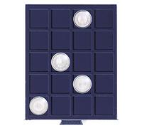Leuchtturm 334107 Boîte à Monnaie Smart - 20 Compartiments carrés pour pièces jusqu'à 41 mm Ø - DT. 10 + 20 Euro, 10 DM en Capsules - Bleu