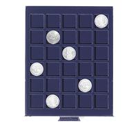 Leuchtturm 338077 Boîte à Monnaie Smart - 30 Compartiments carrés pour pièces de Monnaie jusqu'à 33 mm Ø - 2, 5, 10, 20 Euro, 10 DM en Capsules - Bleu