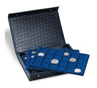 Leuchtturm Coffret Numismatique L, 4 plateaux inclus, bleu